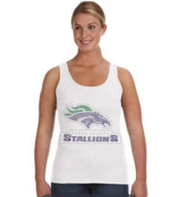 Load image into Gallery viewer, ANVIL GREY AND WHITE TANK TOPS – STALLIONS LOGO
